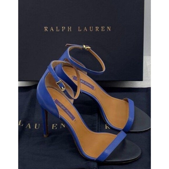 Ralph Lauren Purple Label Sonkia Two-Tone Blue Nappa Leather Stiletto Heels 8.5 - Picture 1 of 16